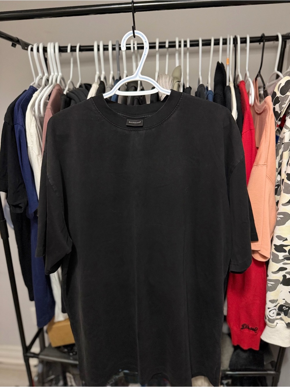 Balenciaga Distressed Rhinestone-Logo T-Shirt - Picture 2 of 5